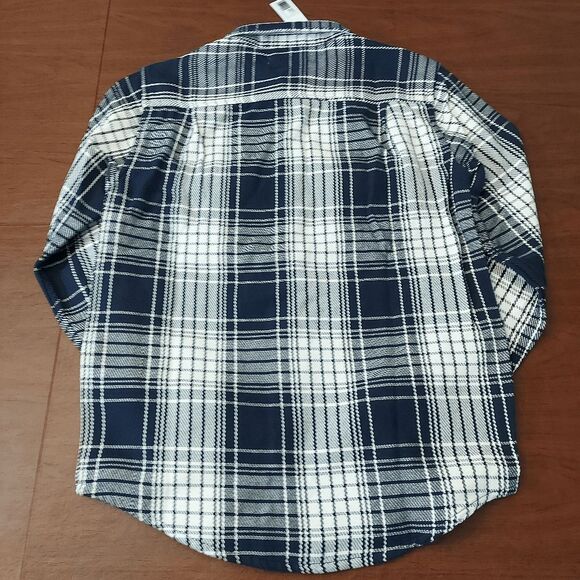 Outerknown Blanket Shirt Organic Cotton Navy Blue White Plaid Men's Size M - Picture 3 of 5